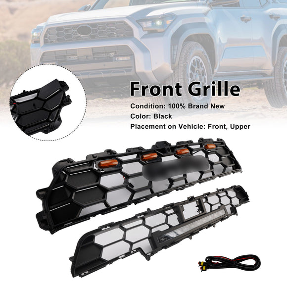 2025-2026 Toyota 4Runner TRD PRO Style Front Bumper Grill Black Grille With LED & Light Bar & Black Letter