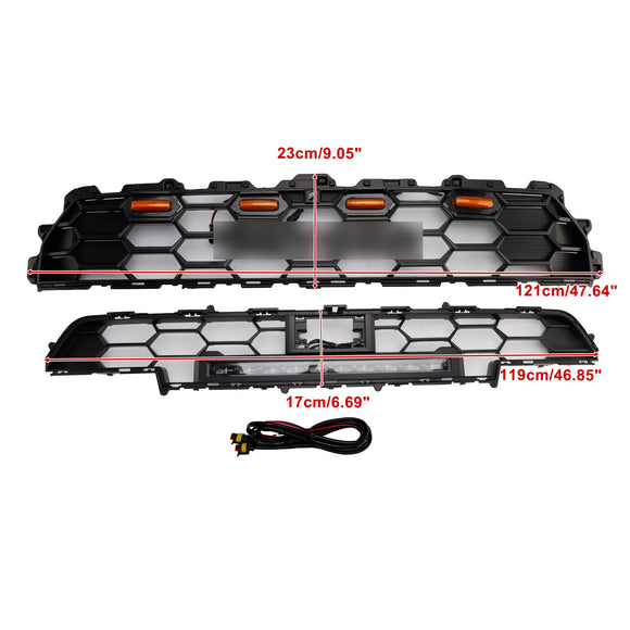 2025-2026 Toyota 4Runner TRD PRO Style Front Bumper Grill Black Grille With LED & Light Bar & Black Letter