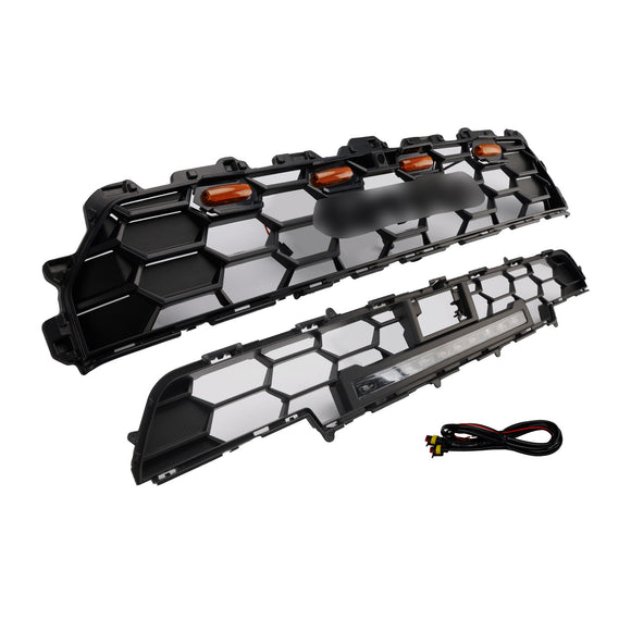 2025-2026 Toyota 4Runner TRD PRO Style Front Bumper Grill Black Grille With LED & Light Bar & Black Letter