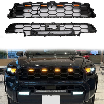 2025-2026 Toyota 4Runner TRD PRO Style etupuskurin säleikkö Musta säleikkö LED-valotangolla &