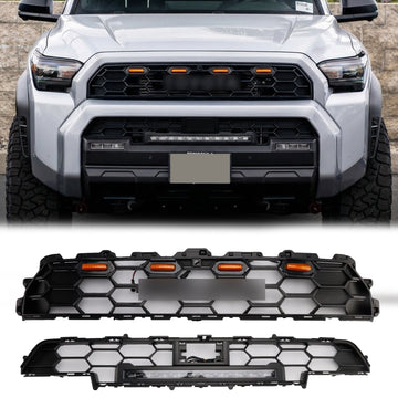 Toyota 4Runner 2025-2026 6th Gen TRD PRO Grill Front Bumper Black Grille With LED & Light Bar & Black Letter