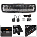 2007-2013 Chevy Silverado 1500 Raptor Style Grill Front Bumper Black Replacement Grille W/ LED-5