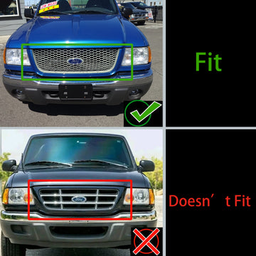 2001-2003 Ford Ranger Raptor Style Grille Front Bumper Replacement Black Grill W/ LED Light - 0