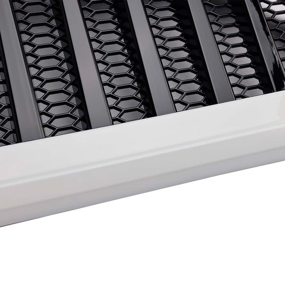 Jeep Wrangler JL JLU/Gladiator JT 2018–2026 Frontgrill, obere Stoßstange, Weiß, schwarzer Kühlergrill im Vader-Stil