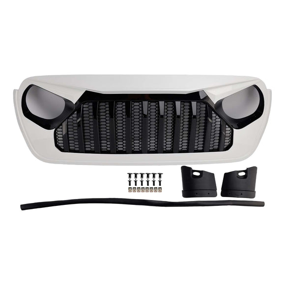 Jeep Wrangler JL JLU/Gladiator JT 2018–2026 Frontgrill, obere Stoßstange, Weiß, schwarzer Kühlergrill im Vader-Stil