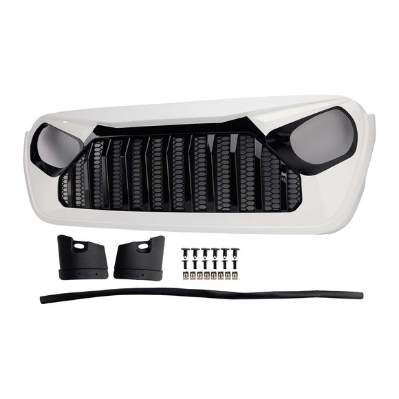 Jeep Wrangler JL JLU/Gladiator JT 2018–2026 Frontgrill, obere Stoßstange, Weiß, schwarzer Kühlergrill im Vader-Stil