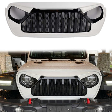 2018-2026 Jeep Wrangler JL JLU / Gladiator JT White & Black Vader Grille Front Bumper Replacement Grill