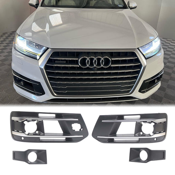 4 pièces Cache de grille de phare antibrouillard avant 4M0807682AA4W3 Compatible avec Audi Q7 2016-2019