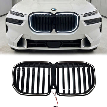 BMW X7 G07 2023-2026 Black Single Line Grille Front Bumper Replacement LED Grill