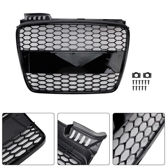 Audi A4 S-Line / S4 B7 2005-2008 Honecomb Front Grill Upper Bumper Mesh Gloss Black RS4 Style Grille