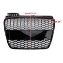 Audi A4 S-Line / S4 B7 2005-2008 Honecomb Front Grill Upper Bumper Mesh Gloss Black RS4 Style Grille-2
