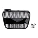 Audi A4 S-Line / S4 B7 2005-2008 Honecomb Front Grill Upper Bumper Mesh Gloss Black RS4 Style Grille-10