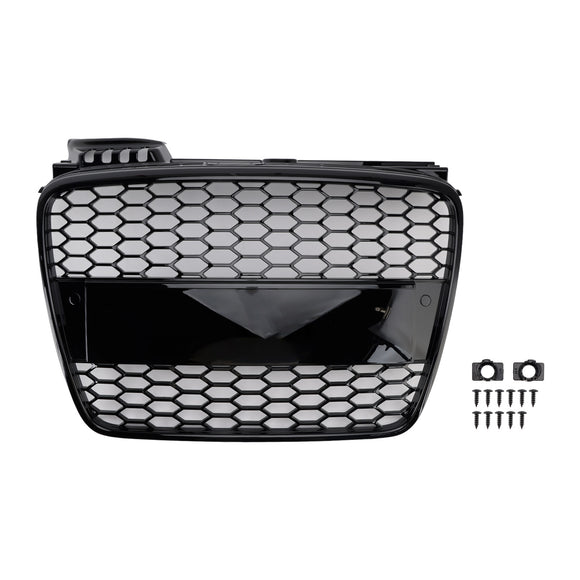 Audi A4 S-Line / S4 B7 2005-2008 Honecomb Front Grill Upper Bumper Mesh Gloss Black RS4 Style Grille