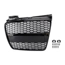 Audi A4 S-Line / S4 B7 2005-2008 Honecomb Front Grill Upper Bumper Mesh Gloss Black RS4 Style Grille-11