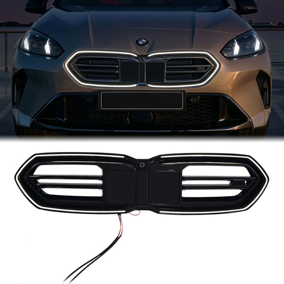 2024-2026 BMW 1-serie F70/2-serie F74 Gran Coupe 4-dörrars svart främre stötfångargaller med LED