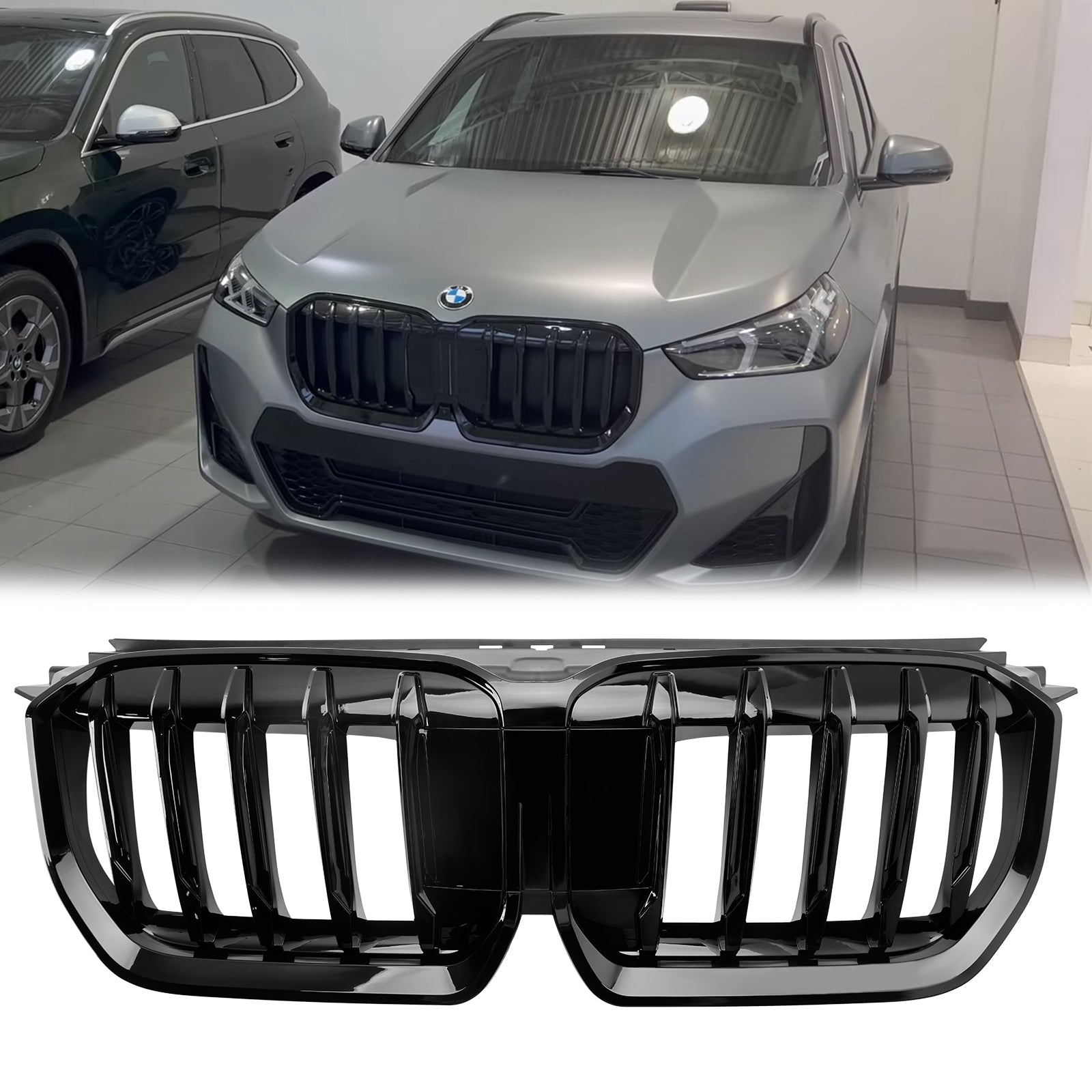 Grille de pare-chocs avant noire brillante pour BMW X1 U11 U12 xDrive23i/sDrive18i/xDrive25e/xDrive30 2023-2024