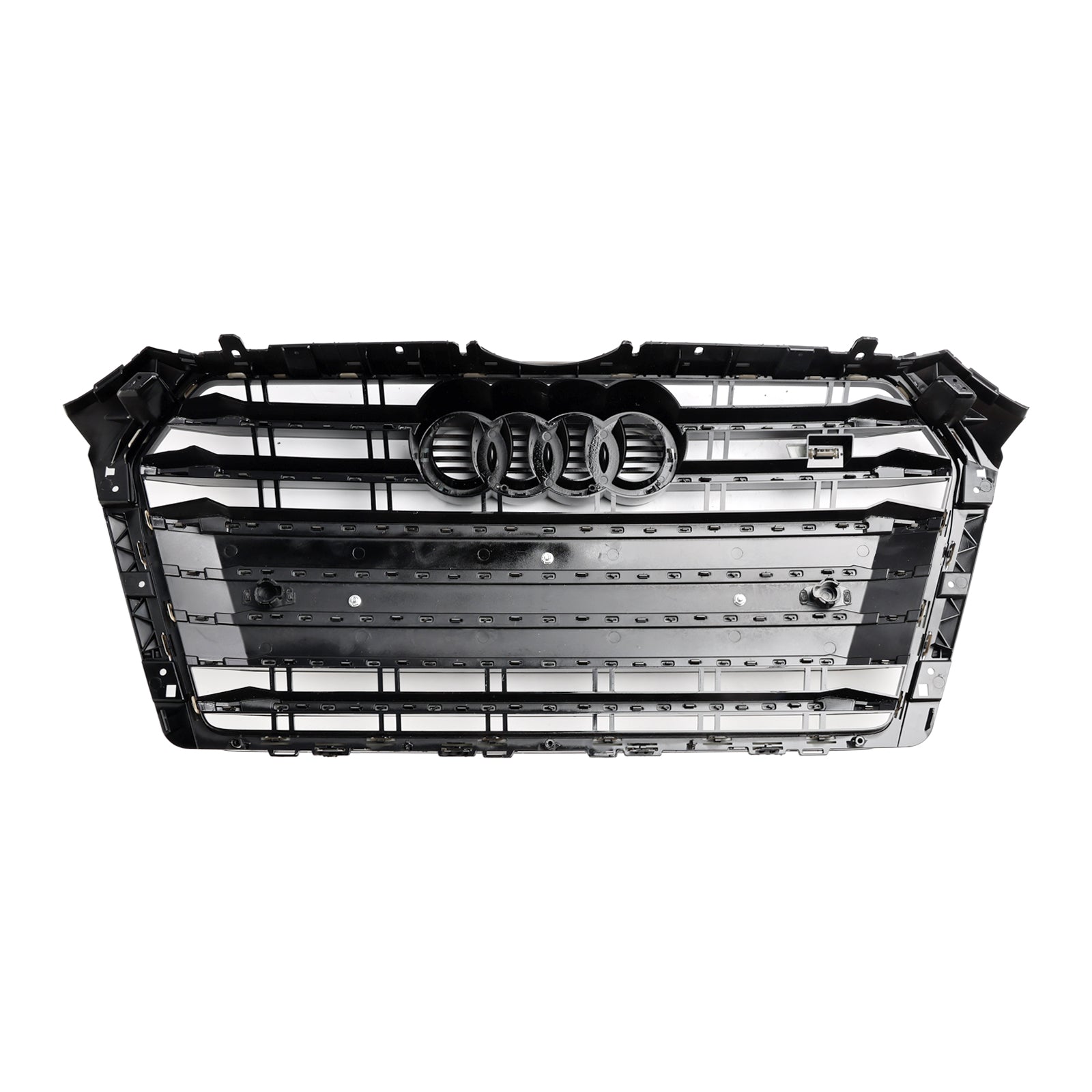 Grille de pare-chocs avant à lamelles horizontales de style Audi A4/S4 B9 S4 2016-2019, calandre noire avec emblème en anneau