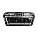2016–2019 Audi A4/S4 B9 S4 Style Frontstoßstange, horizontaler Lamellengrill, schwarzer Kühlergrill mit Ringemblem-10