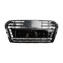 2016–2019 Audi A4/S4 B9 S4 Style Frontstoßstange, horizontaler Lamellengrill, schwarzer Kühlergrill mit Ringemblem-14