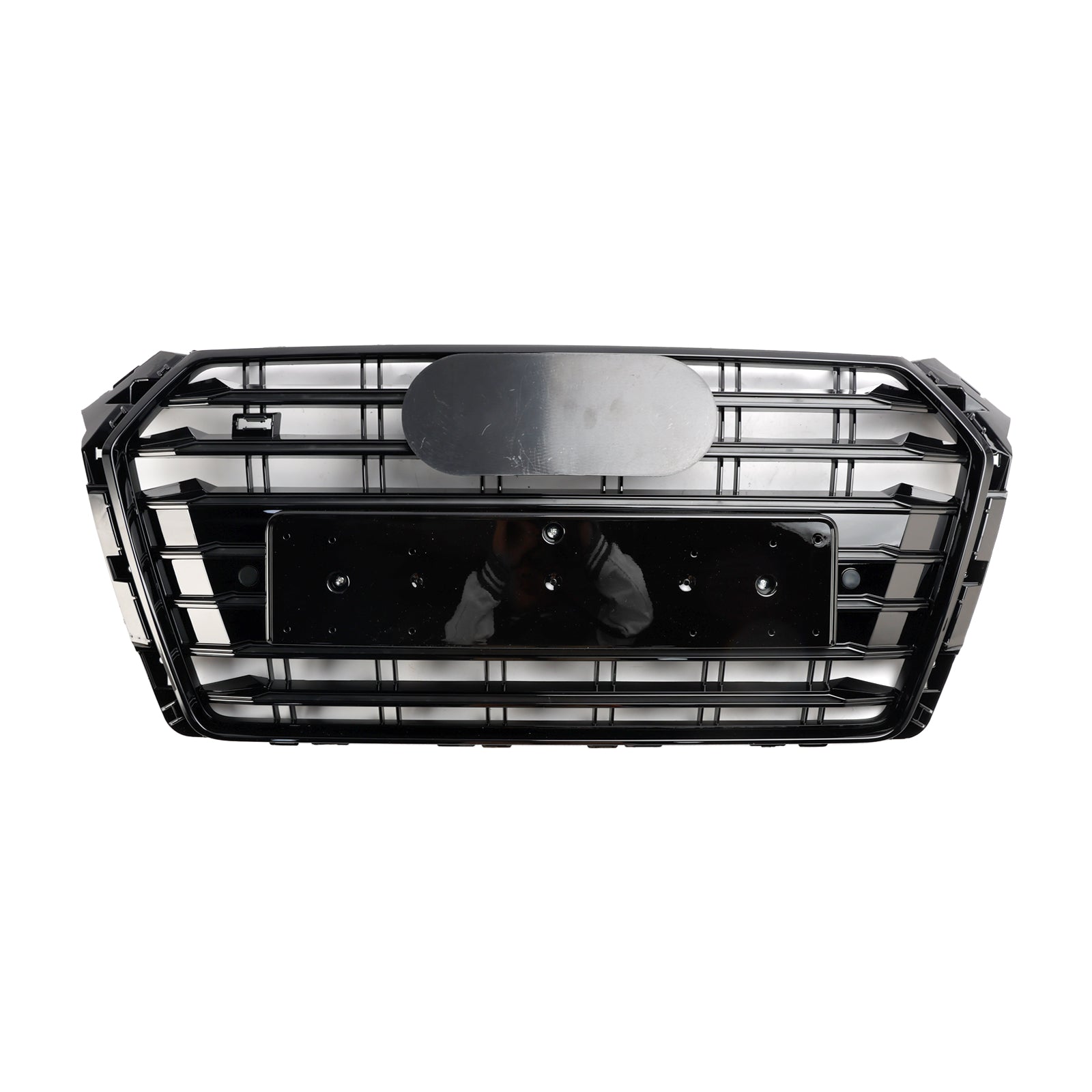 Grille de pare-chocs avant à lamelles horizontales de style Audi A4/S4 B9 S4 2016-2019, calandre noire avec emblème en anneau