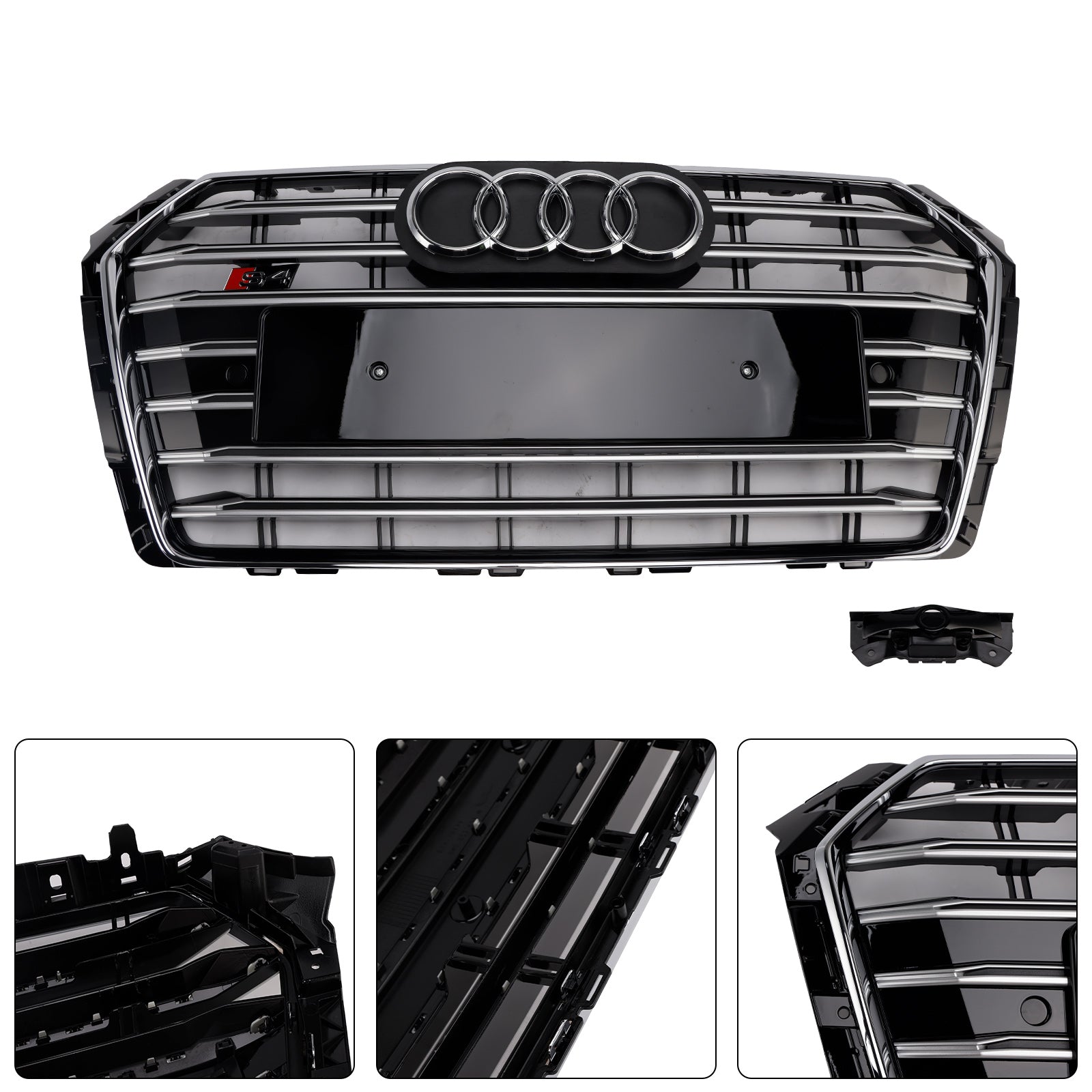 Grille de calandre hexagonale en maille de pare-chocs avant de Style S4 pour Audi A4/S4 B9 2017-2018 chromée