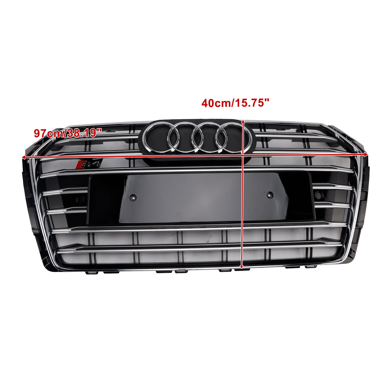 S4 Style Front Bumper Mesh Hex Grille Grill Fit Audi A4/S4 B9 2017-2018 Chrome - 0