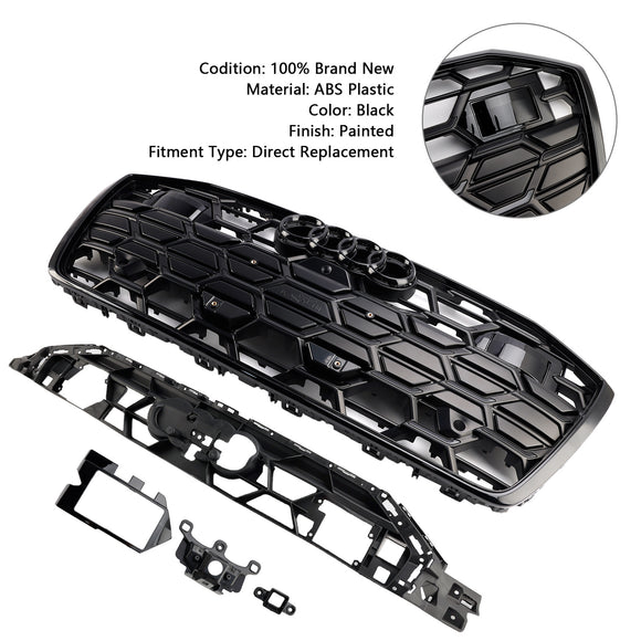 Rejilla estilo S6 para Audi A6/A6 Sline/S6 C8 2019-2023, rejilla negra de malla de parachoques delantero con emblema de anillo negro