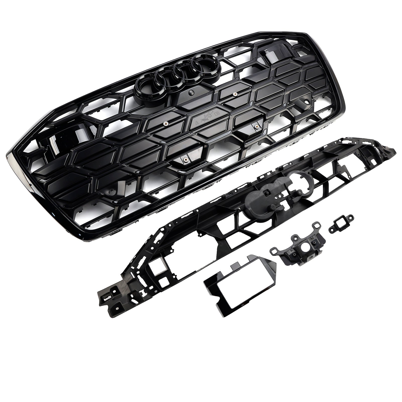 Audi A6 / A6 Sline / S6 C8 2019-2023 S6 Grille de pare-chocs avant noire en nid d'abeille avec emblème noir