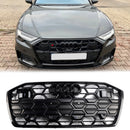 Rejilla estilo S6 para Audi A6/A6 Sline/S6 C8 2019-2023, rejilla negra de malla de parachoques delantero con emblema de anillo negro-1