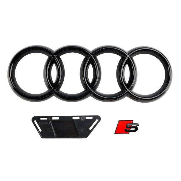 Rejilla estilo S6 para Audi A6/A6 Sline/S6 C8 2019-2023, rejilla negra de malla de parachoques delantero con emblema de anillo negro