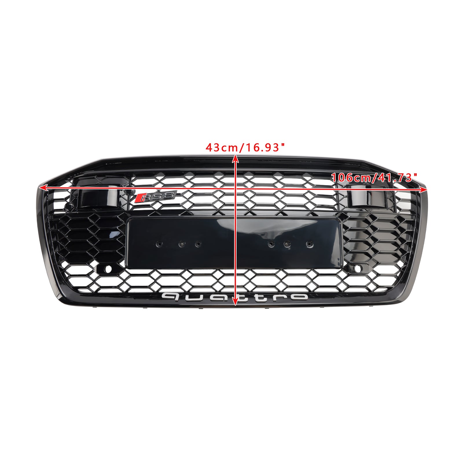 Parachoques delantero con rejilla de panal estilo Audi A6 / A6 Sline / S6 C8 RS6 2019-2023, color negro brillante, con ACC