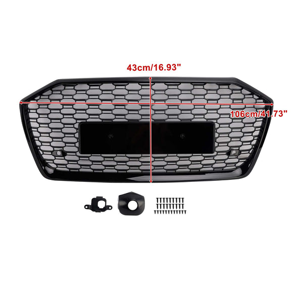 RS6 Style Honeycomb ACC Grille für 2019-2023 Audi A6/S6 C8 Frontstoßstange, glänzend schwarzer Ersatzgrill