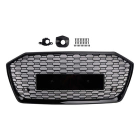 Audi A6/A6 Sline/S6 C8 2019-2023 Grade dianteira preta em malha de favo de mel Grade superior estilo RS6 - 0