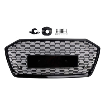 Audi A6 / A6 Sline / S6 C8 2019-2023 Black Front Grille Honeycomb Mesh Upper Bumper RS6 Style Grill - 0