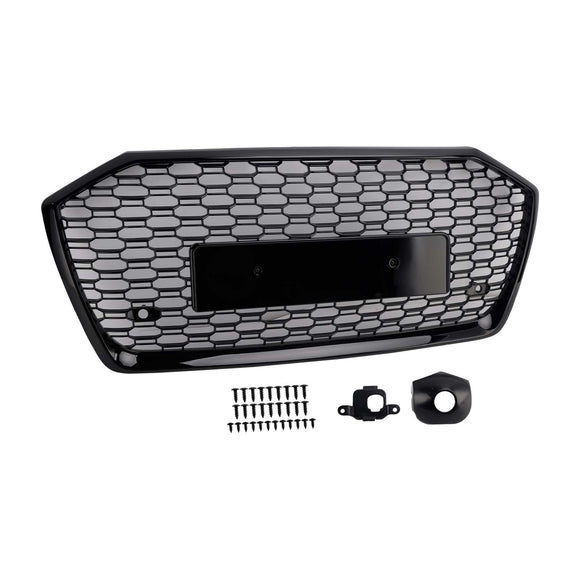 RS6 Style Honeycomb ACC Grille für 2019-2023 Audi A6/S6 C8 Frontstoßstange, glänzend schwarzer Ersatzgrill