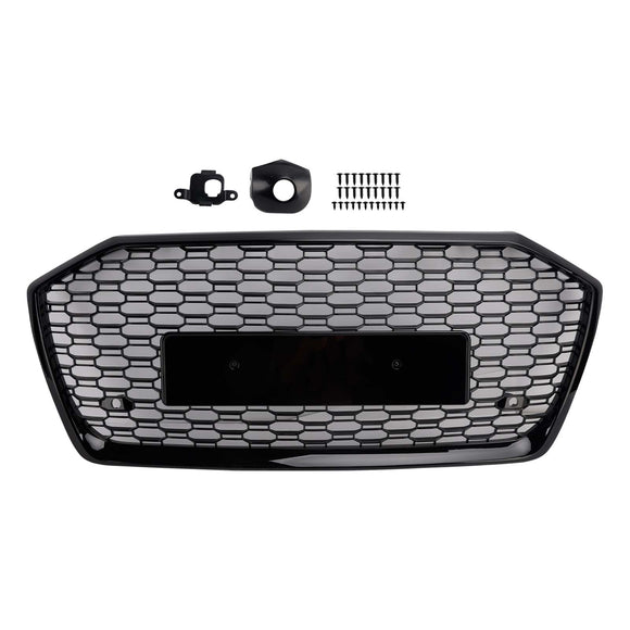 RS6 Style Honeycomb ACC Grille für 2019-2023 Audi A6/S6 C8 Frontstoßstange, glänzend schwarzer Ersatzgrill