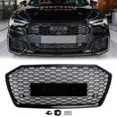 RS6 Style Honeycomb ACC Grille für 2019-2023 Audi A6/S6 C8 Frontstoßstange, glänzend schwarzer Ersatzgrill-19