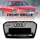 Audi A6 / S6 C7 2015-2018 Facelift RS6 Style Honeycomb Mesh Front Grill Black Grille W/ Sliver Emblem-4