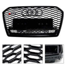 Audi A6 / S6 C7 2015-2018 Facelift RS6 Style Honeycomb Mesh Front Grill Black Grille W/ Sliver Emblem-5