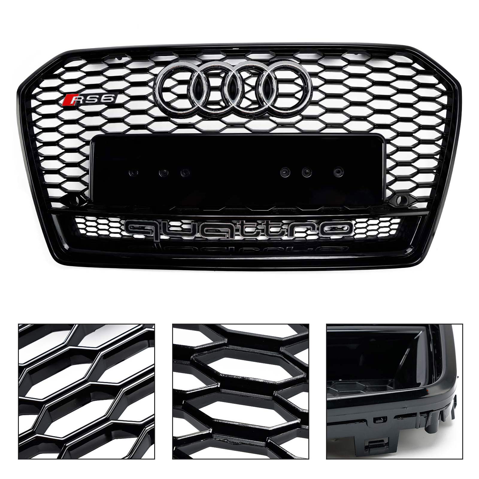 Audi A6 (C7) C7PA 2016-2018 Facelift RS6 Style Grille avant en nid d'abeille Grille noire