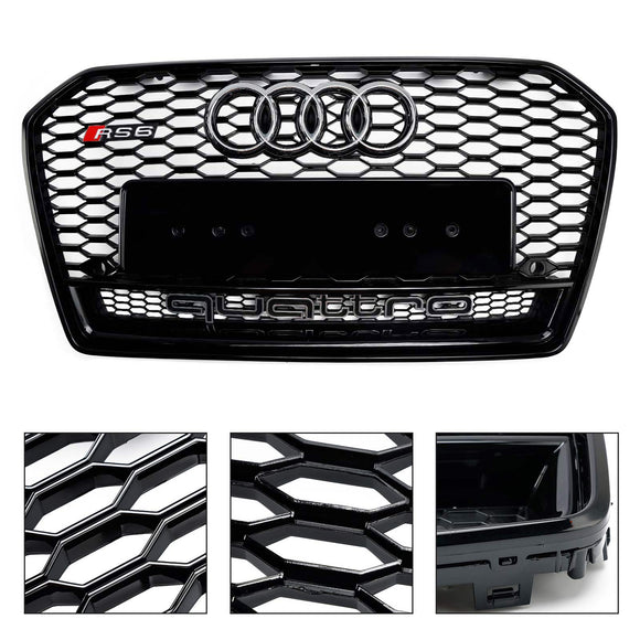 2015-2018 Audi A6 /A6 Sline /S6 C7 RS6 Style Grill Front Bumper Honeycomb Mesh Black Grille