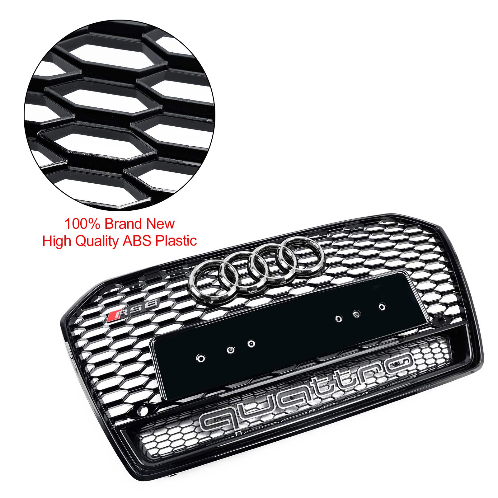 2016-2018 Audi A6 S6 C7 RS6 Style Grill Front Bumper Honeycomb Mesh Black Grille