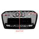 Rejilla estilo RS6 Quattro para Audi A6 /A6 Sline /S6 2015-2018, parachoques delantero, parrilla negra tipo panal con emblema de anillo-3