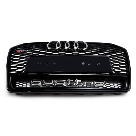 Audi A6 / S6 C7 2015-2018 Facelift RS6 Style Honeycomb Mesh Front Grill Black Grille W/ Sliver Emblem