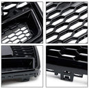 Audi A6 / S6 C7 2015-2018 Facelift RS6 Style Honeycomb Mesh Front Grill Black Grille W/ Sliver Emblem-8