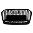 Audi A6 / S6 C7 2015-2018 Facelift RS6 Style Honeycomb Mesh Front Grill Black Grille W/ Sliver Emblem-12