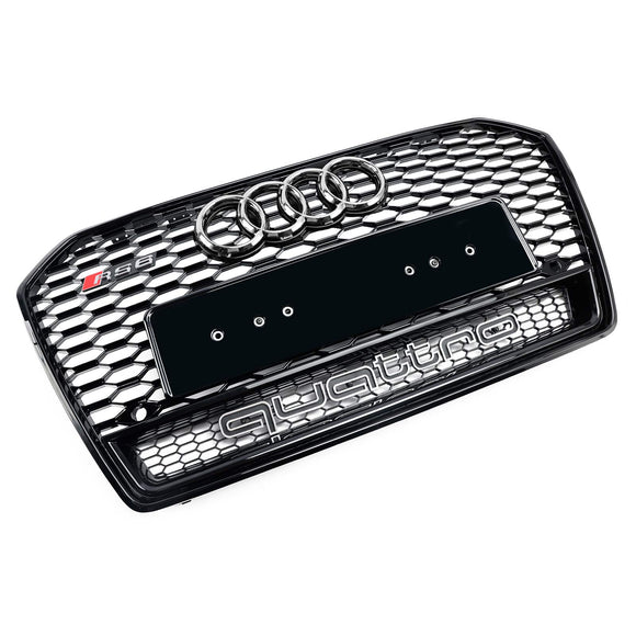 2015-2018 Audi A6 /A6 Sline /S6 C7 RS6 Style Grill Front Bumper Honeycomb Mesh Black Grille