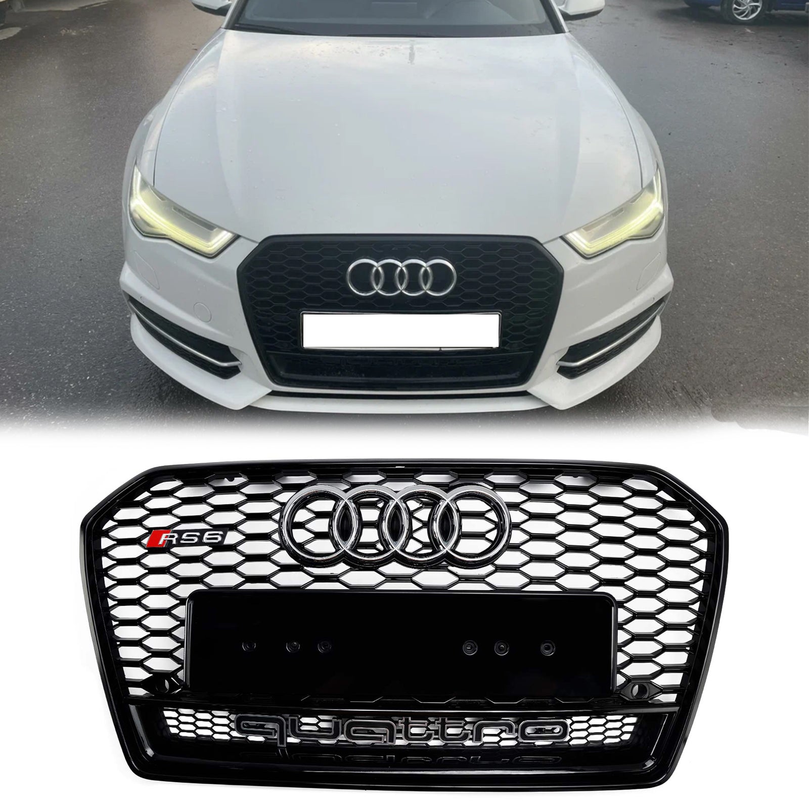 Audi A6 (C7) C7PA 2016-2018 Facelift RS6 Style Grille avant en nid d'abeille Grille noire