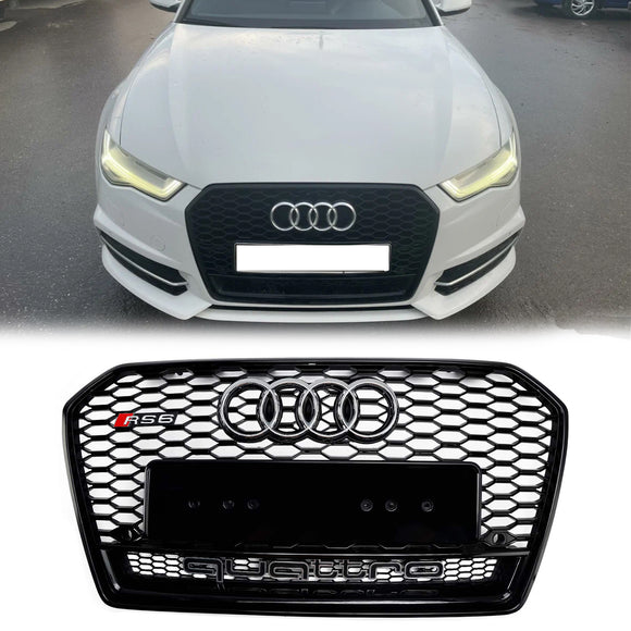 2015-2018 Audi A6 /A6 Sline /S6 C7 RS6 Style Grill Front Bumper Honeycomb Mesh Black Grille
