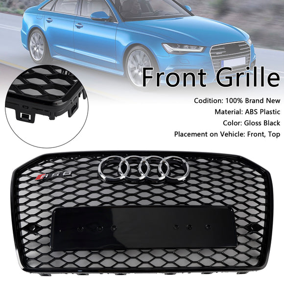 2015-2018 Audi A6 /A6 Sline /S6 C7 RS6 Style Grill Front Bumper Honeycomb Mesh Black Grille